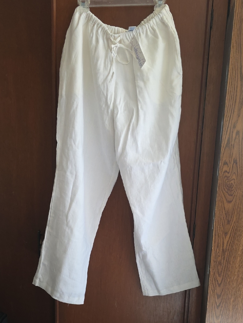 Silhouette Cream Drawstring Relaxed Linen Chinos